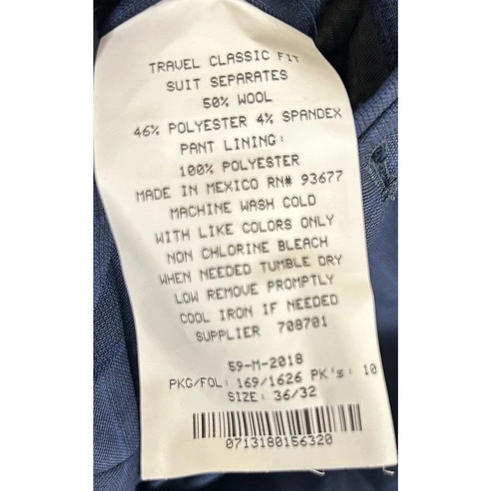 NWT Men's Stafford Blue Glen Plaid Dress Pants‎ Sz 36x32 Flat Front Stretch